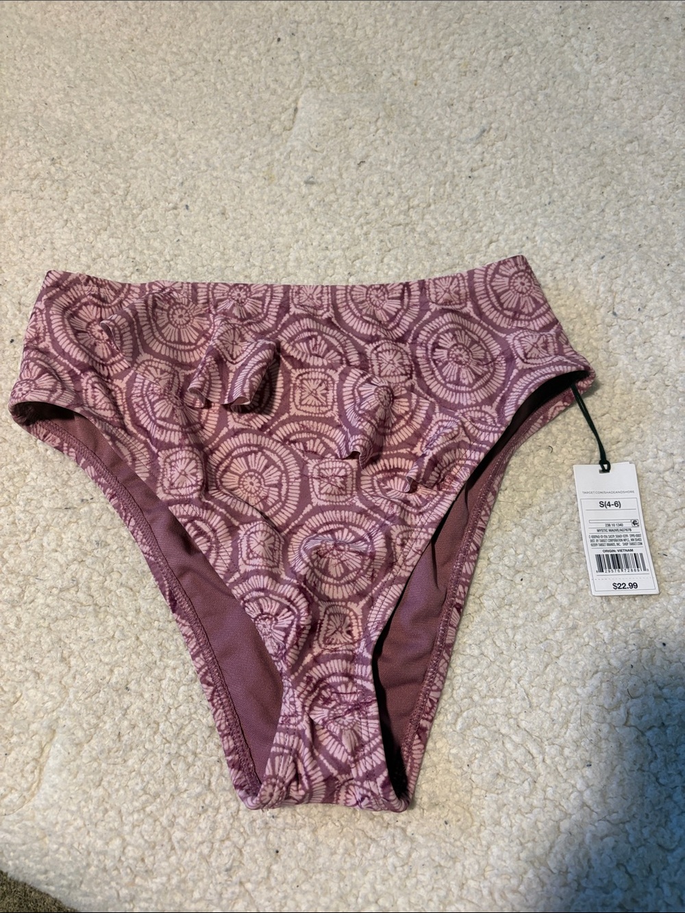 High-Waist Puple Patterned Bikini Set - Picture 2 of 8